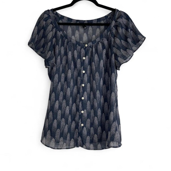 I ♥ Ronson Tops - Y2K Peasant Style Sheer Button-Front Blouse